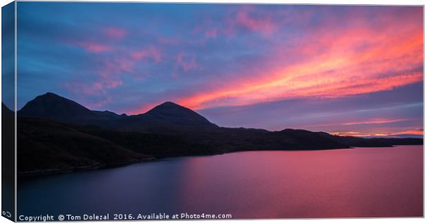 Fiery Quinag sunset Canvas Print by Tom Dolezal