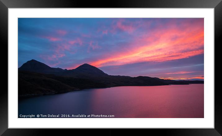 Fiery Quinag sunset Framed Mounted Print by Tom Dolezal