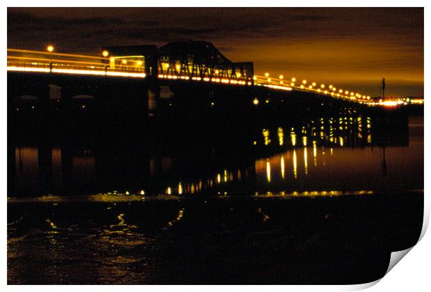 Kincardine bridge by night Print by Fiona McLellan
