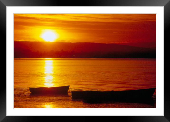 boats at sunset Framed Mounted Print by Fiona McLellan
