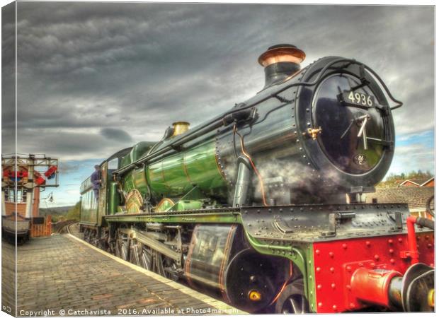Steam Locomotive 4936 `Kinlet hall` Canvas Print by Catchavista 