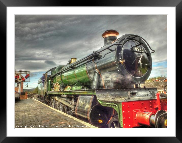 Steam Locomotive 4936 `Kinlet hall` Framed Mounted Print by Catchavista 