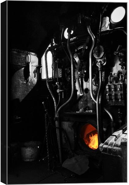 On the steam train footplate Canvas Print by Oxon Images