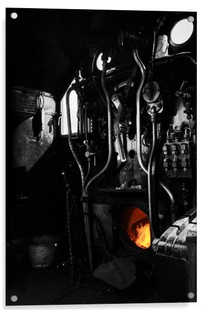 On the steam train footplate Acrylic by Oxon Images