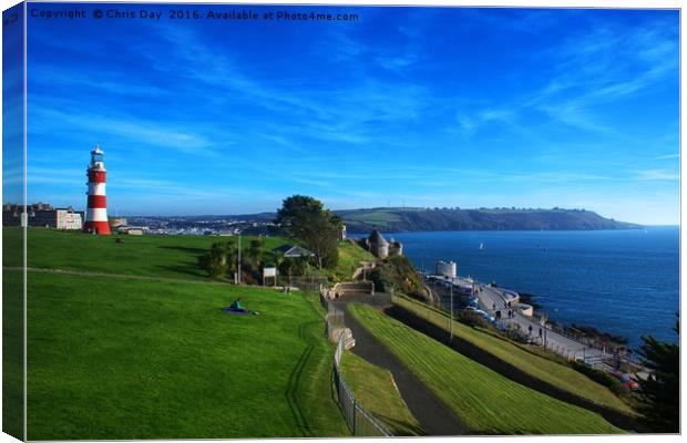 Plymouth Hoe and Sound Canvas Print by Chris Day