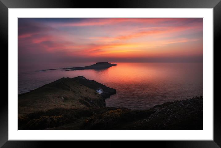 Worm's Head sunset Framed Mounted Print by Leighton Collins