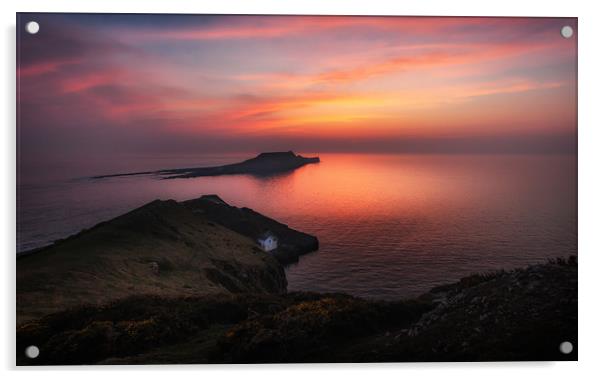 Worm's Head sunset Acrylic by Leighton Collins