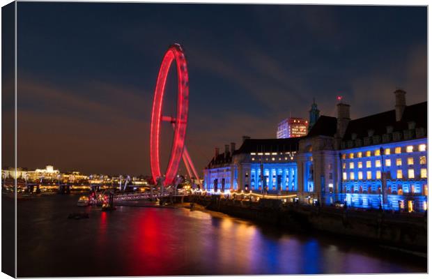 County Hall and The London Eye Canvas Print by Leighton Collins