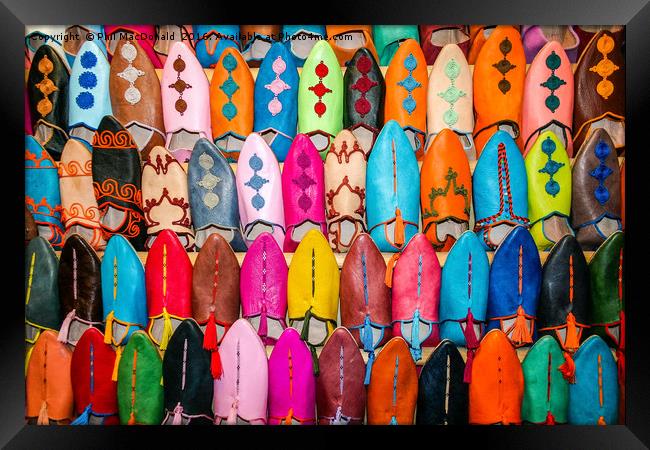 Colourful Moroccan Slippers Framed Print by Phil MacDonald