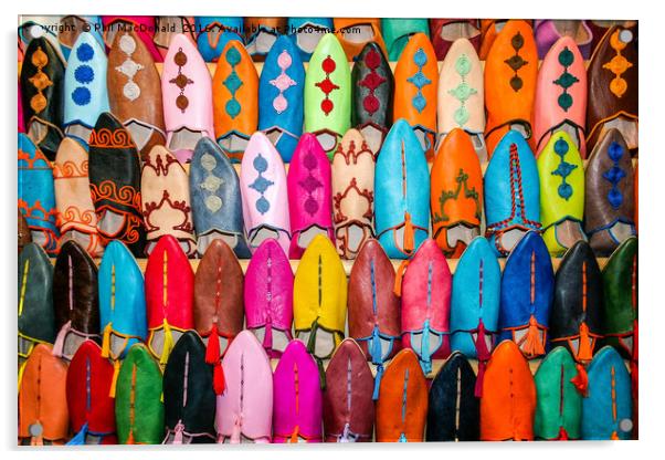 Colourful Moroccan Slippers Acrylic by Phil MacDonald
