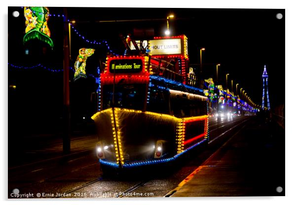 Blackpool Tram- boat Acrylic by Ernie Jordan