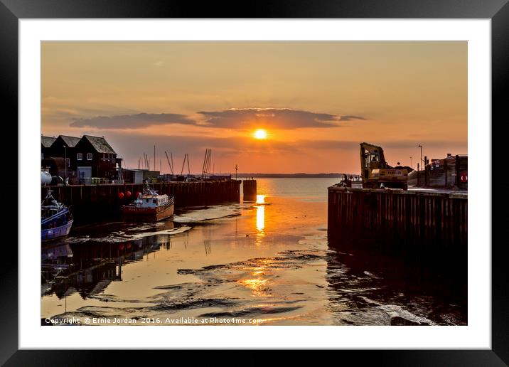 Whitstable harbour view at sunset Framed Mounted Print by Ernie Jordan