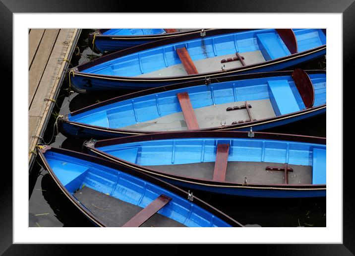 Stratford upon Avon Blue Rowing Boats Framed Mounted Print by Tony Bates