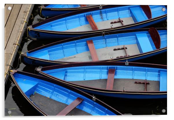 Stratford upon Avon Blue Rowing Boats Acrylic by Tony Bates