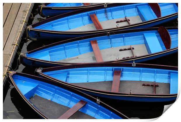 Stratford upon Avon Blue Rowing Boats Print by Tony Bates