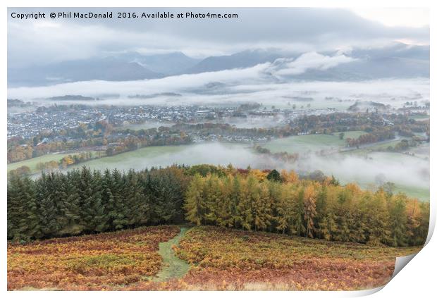 Autumn in the Lakes, Keswick from Latrigg Print by Phil MacDonald