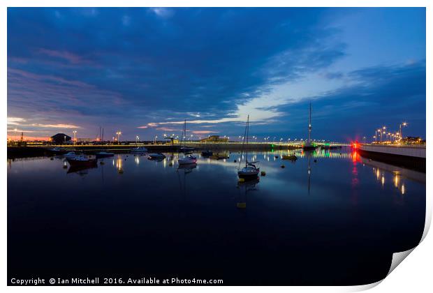 Pont y Ddraig Bridge and Harbour Print by Ian Mitchell