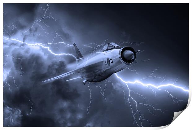 Lightning Power - Mono Print by J Biggadike