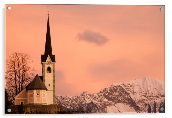 Tabor church at sunrise Acrylic by Ian Middleton