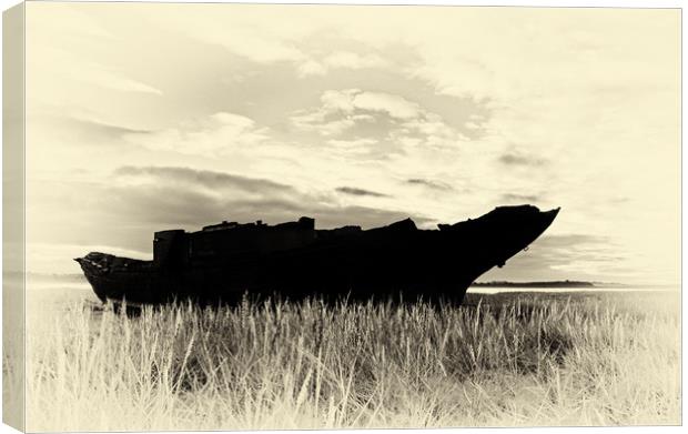 Wyre wreck at sunset Canvas Print by David McCulloch