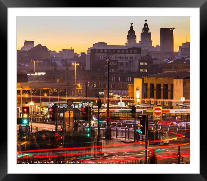 Traffic trails in Liverpool Framed Mounted Print by Jason Wells