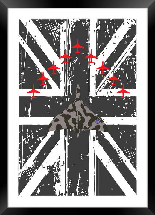 Vulcan and Red Arrows Tribute Framed Mounted Print by J Biggadike