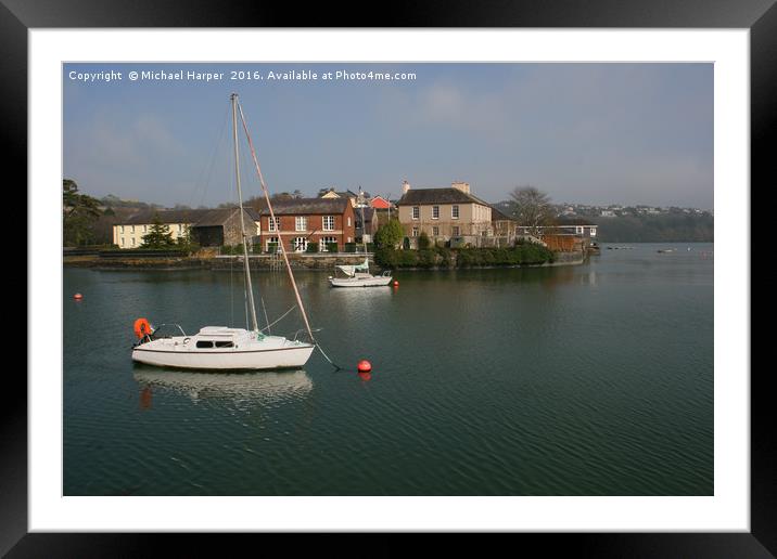 Kinsale Harbor and Marina early  on a sharp and cr Framed Mounted Print by Michael Harper