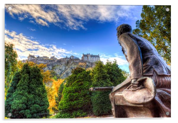 Scots American Memorial And Edinburgh Castle Acrylic by David Pyatt