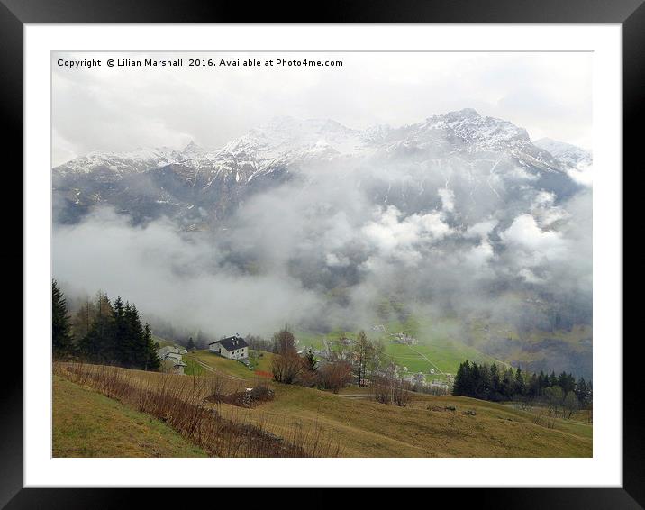 Misty Swiss Alps.  Framed Mounted Print by Lilian Marshall