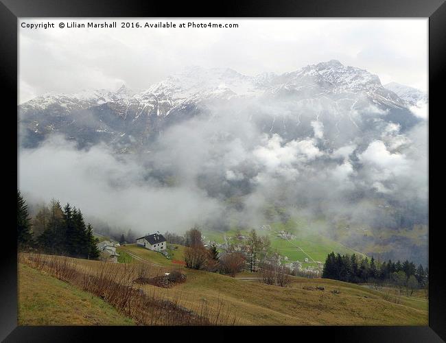 Misty Swiss Alps.  Framed Print by Lilian Marshall