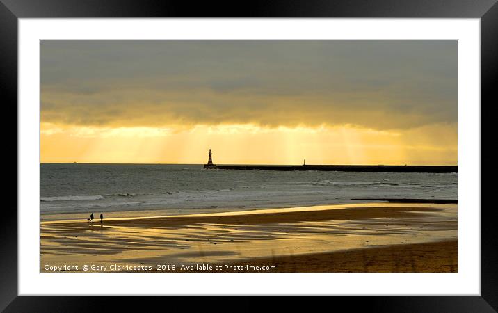 Sunbeams at Roker Framed Mounted Print by Gary Clarricoates