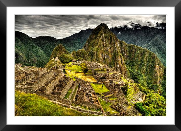 The Machu Picchu HDR . Wonder of humanity Framed Mounted Print by HQ Photo