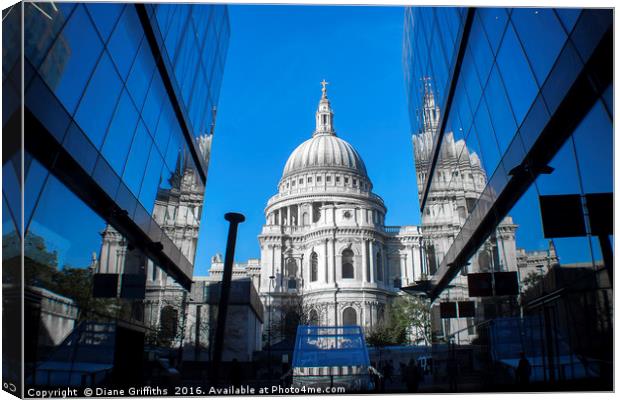 St Paul's Reflection Canvas Print by Diane Griffiths