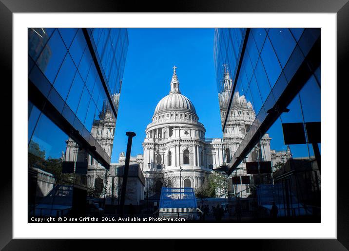 St Paul's Reflection Framed Mounted Print by Diane Griffiths