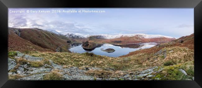 Haweswater Pano at First Light Framed Print by Gary Kenyon