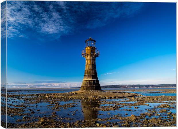 The Iron Lighthouse at Whiteford. Canvas Print by Colin Allen