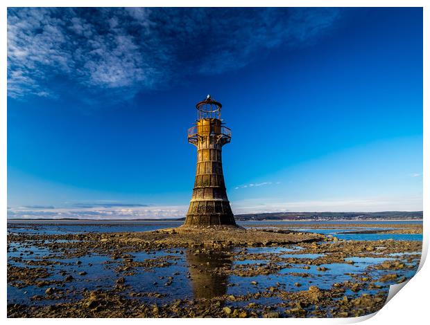 The Iron Lighthouse at Whiteford. Print by Colin Allen