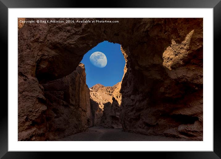 Moon Through Rock Arch Framed Mounted Print by Reg K Atkinson