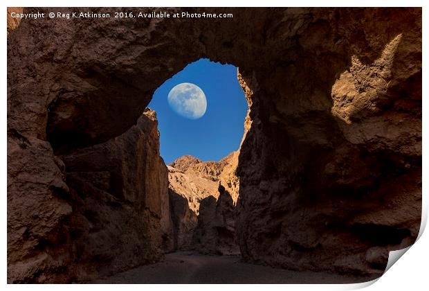 Moon Through Rock Arch Print by Reg K Atkinson