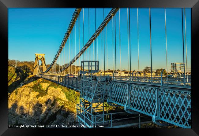 Clifton Suspension Bridge Winter Evening Bristol Framed Print by Nick Jenkins