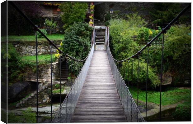 Suspension bridge in the pyrenees Canvas Print by HQ Photo