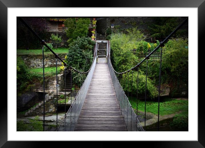 Suspension bridge in the pyrenees Framed Mounted Print by HQ Photo