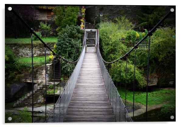 Suspension bridge in the pyrenees Acrylic by HQ Photo