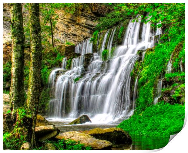 A wide soft waterfall  Print by HQ Photo