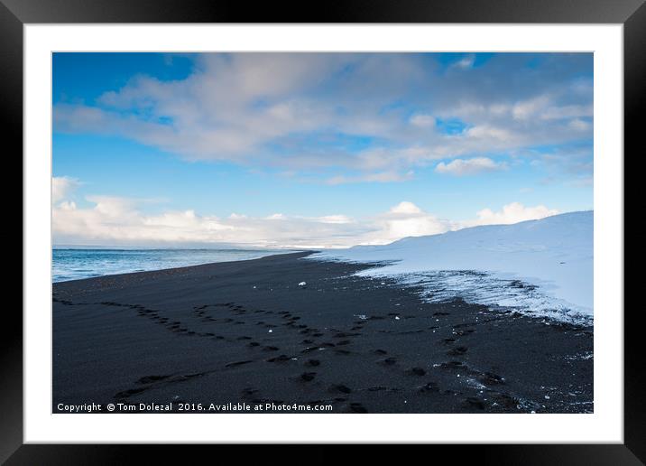 Footprints in the sand Framed Mounted Print by Tom Dolezal