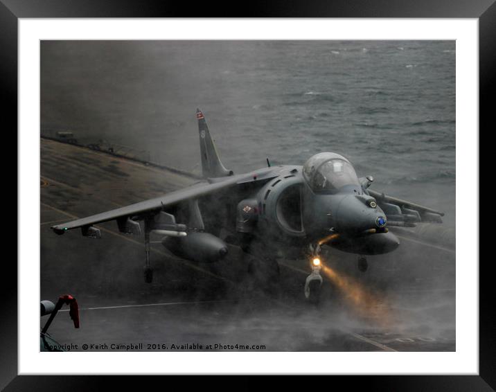 RAF Harrier landing onboard Framed Mounted Print by Keith Campbell