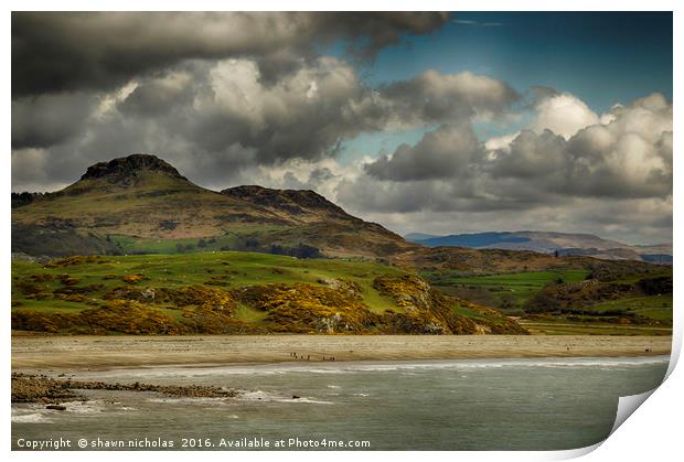 Criccieth Beach, North Wales Print by Shawn Nicholas