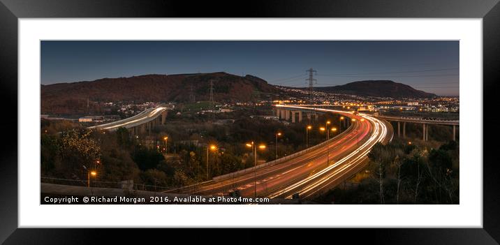 Briton Ferry M4 flyover, South Wales. Framed Mounted Print by Richard Morgan