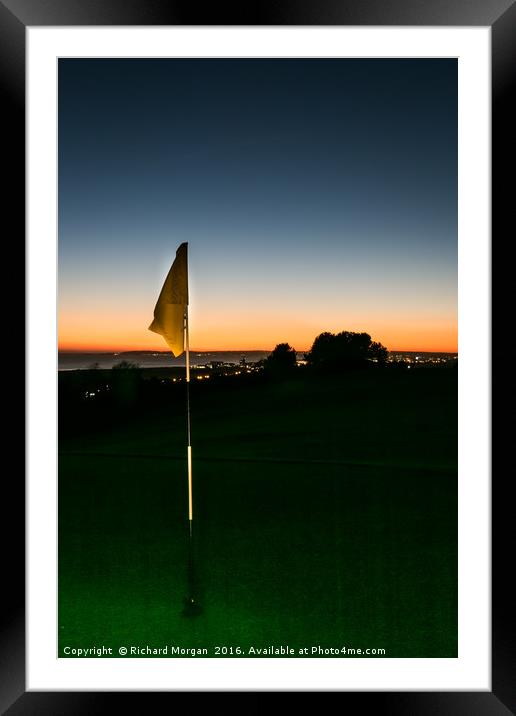 Golf Green, flag Framed Mounted Print by Richard Morgan