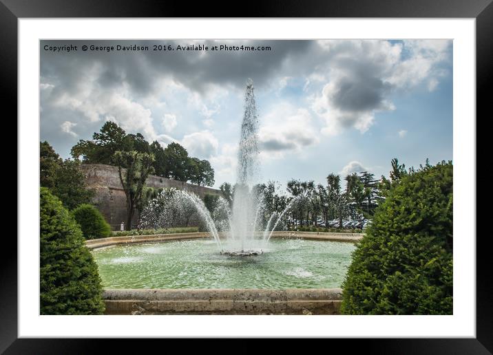 Siena Fountain Framed Mounted Print by George Davidson